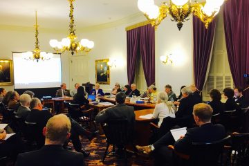 Members of the House Judiciary Committee, Government Operations Committee, and other individual representatives discuss the existing 241 marijuana legalization bill provisions with a member of the Legislative Counsel in Montpelier, Vermont on Wednesday, March 16, 2016. By Eli Harrington for Heady Vermont.