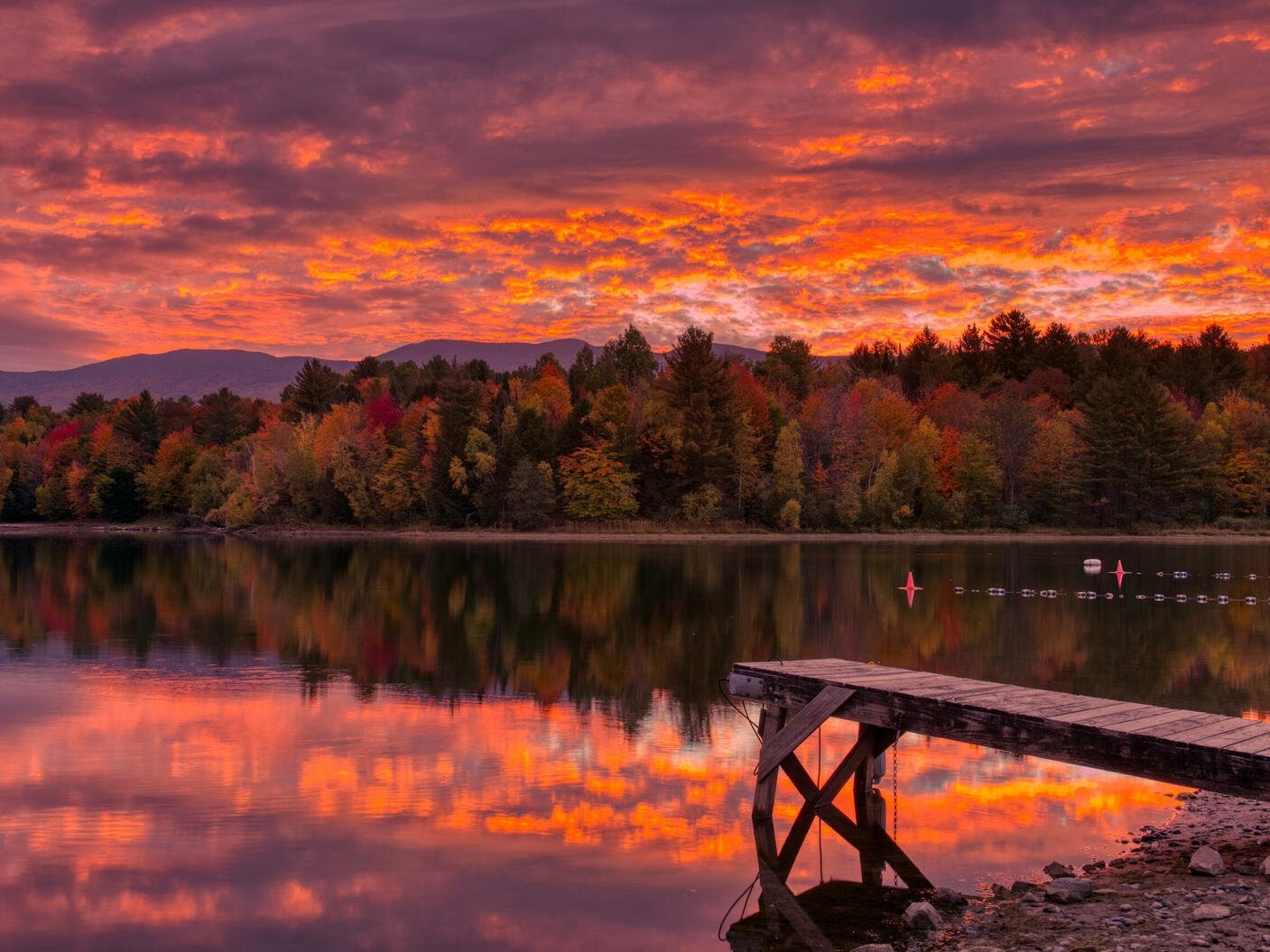 Sunset over Waterbury Reservoir, Waterbury Center, Vermont.